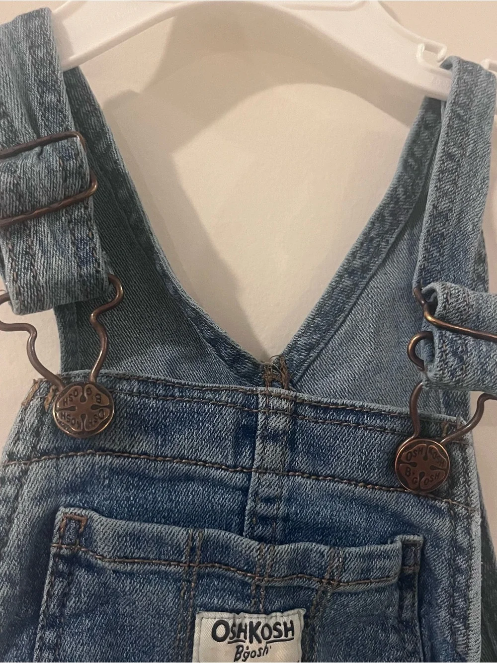 OshKosh B'gosh Toddler Girl Blue Denim Overalls with Floral Patch 3T